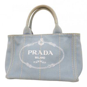 Prada Canapa Canvas Tote Bag, Blue, Women's